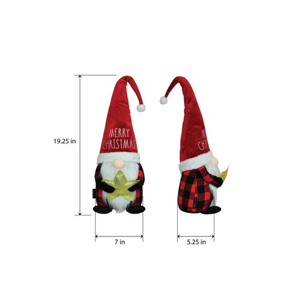Rae Dunn Merry Christmas Plush Santa Gnome with Gold Sequin Star - Picture 3 of 4